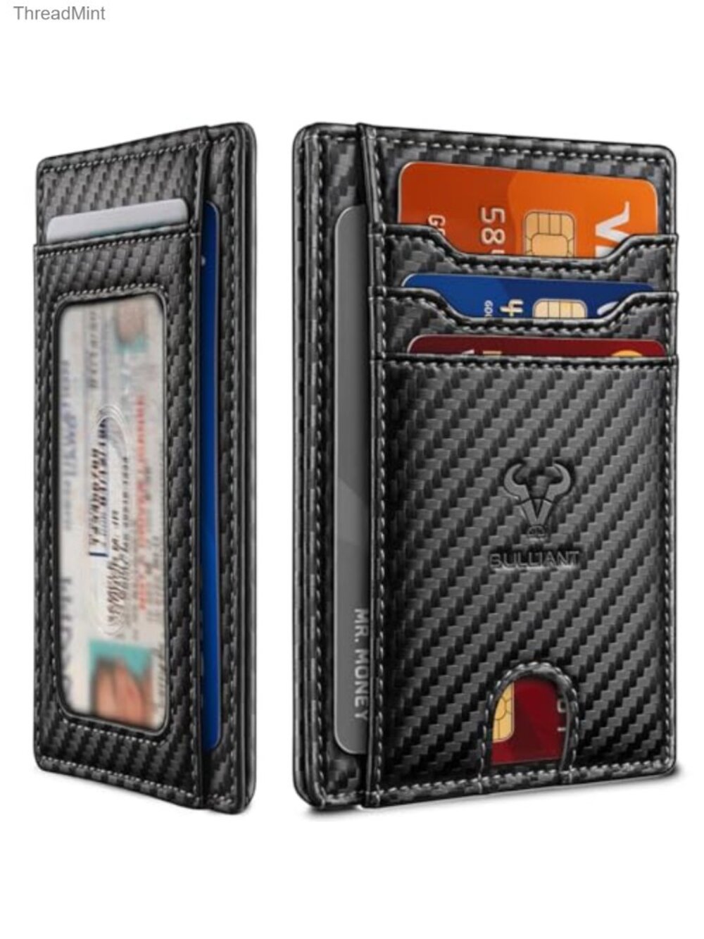 Slim Genuine Leather Wallet Money Clip RFID Blocking 7 Card Slots Gift Boxed